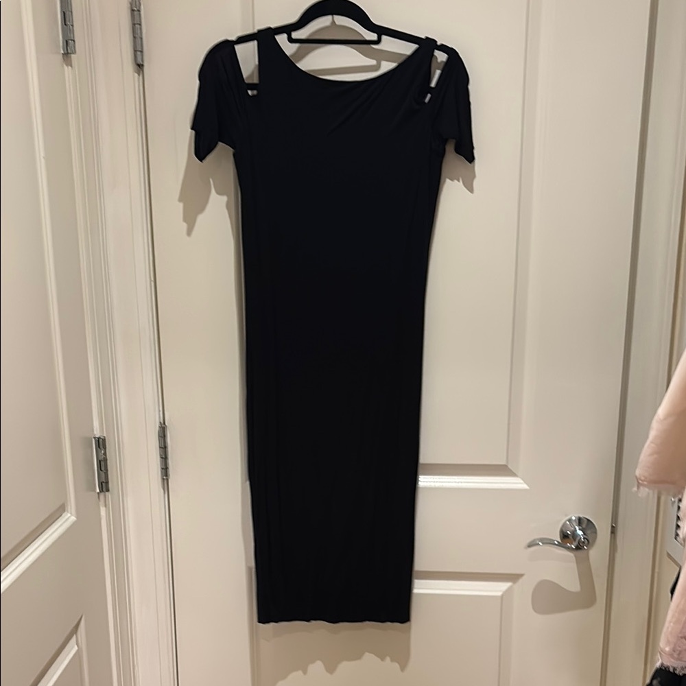 Bailey 44 Size Small Black Cold-Shoulder Midi Dress - Classic Women's Dress